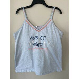 La Vie en Rose Women's Strap Blue Cami Top Size XXL Never Lost Always Ex…